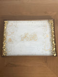 Wooden tray with resin white and gold accent “اهلا و سهلا"