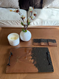 Rectangular Resin Coffee Tray and Coasters
