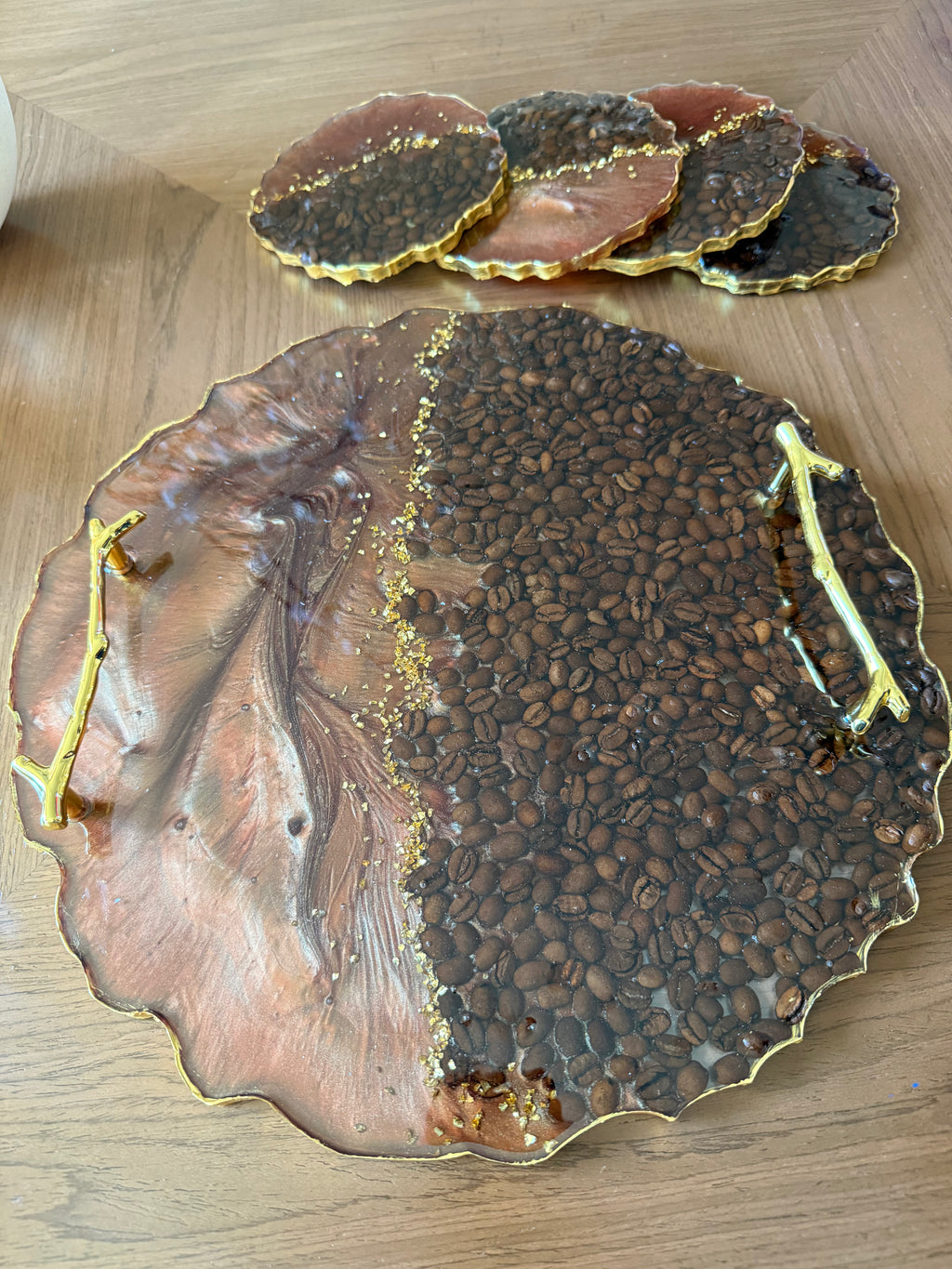 Resin Coffee Tray and Coasters