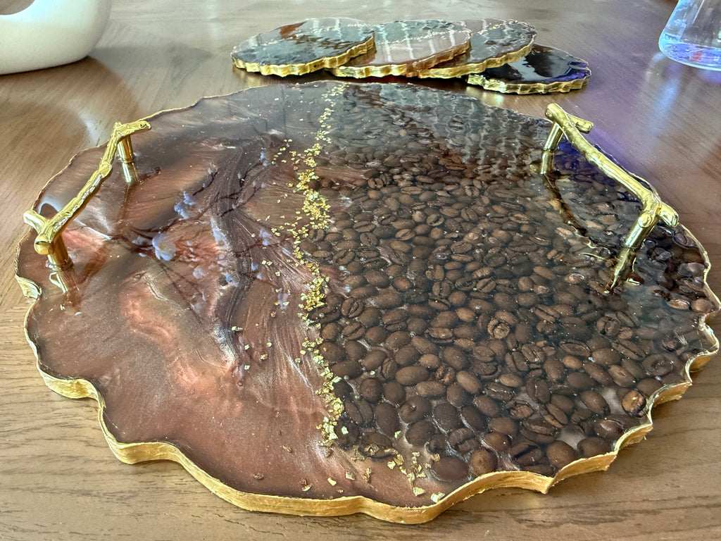 Resin Coffee Tray and Coasters