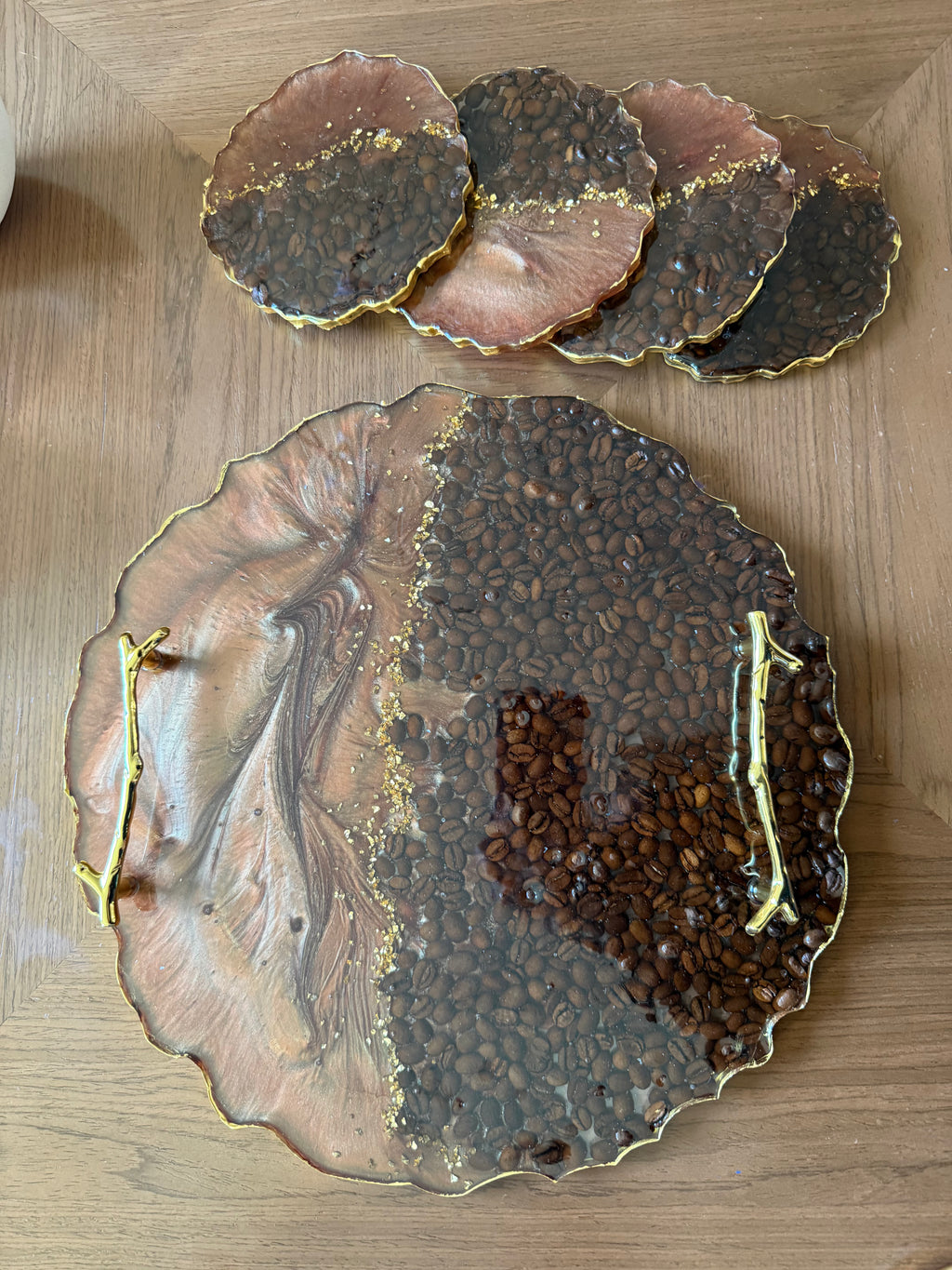 Resin Coffee Tray and Coasters