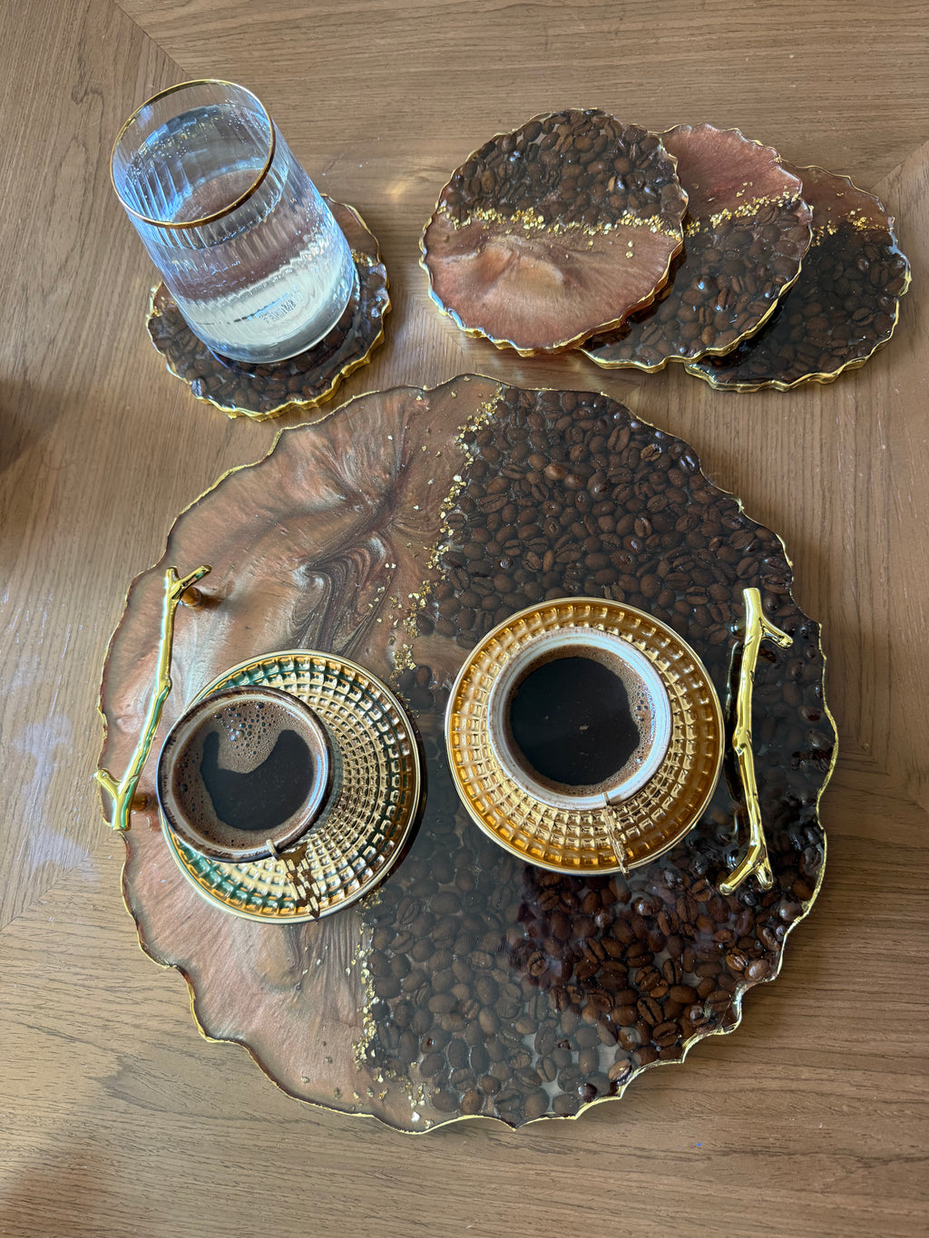 Resin Coffee Tray and Coasters